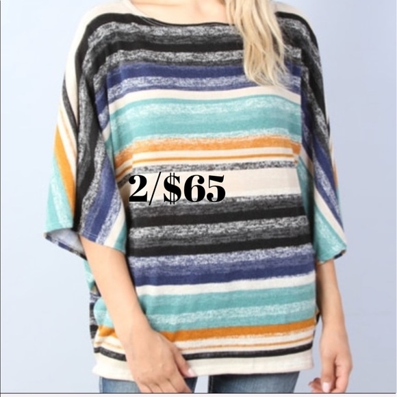 Boutique Tops - 🔥SALE🔥 NEW Batwing sleeve Striped Top Sizes S, M